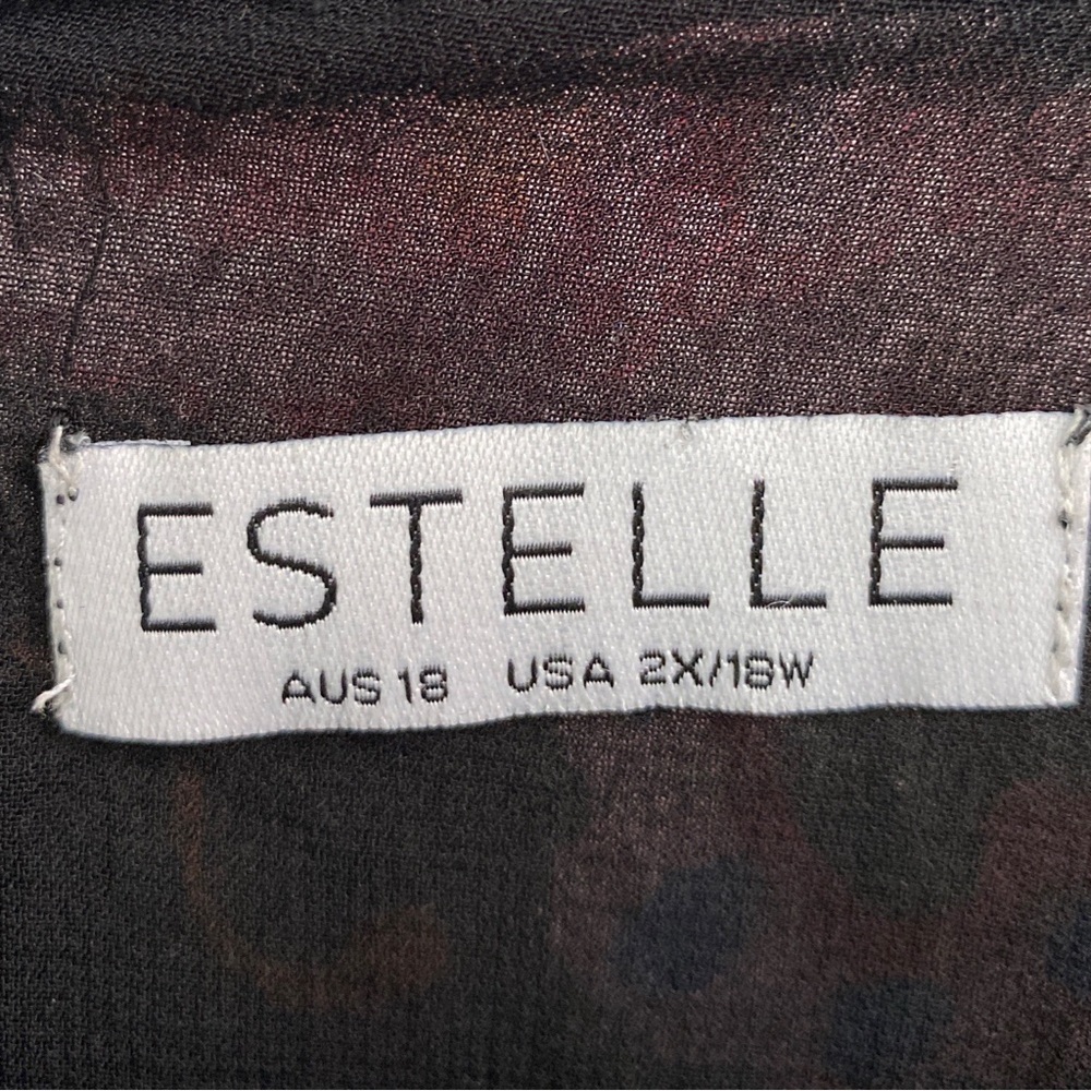 Estelle Floral Paisley Shirt Bitty Dot Metallic Asymmetrical Hem Top Size 2X - Picture 6 of 9